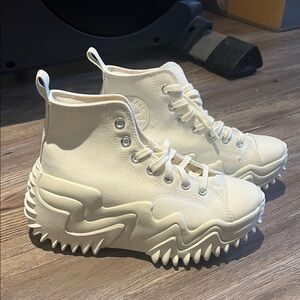 Converse White Platform Trail Wave High-Top Sneakers